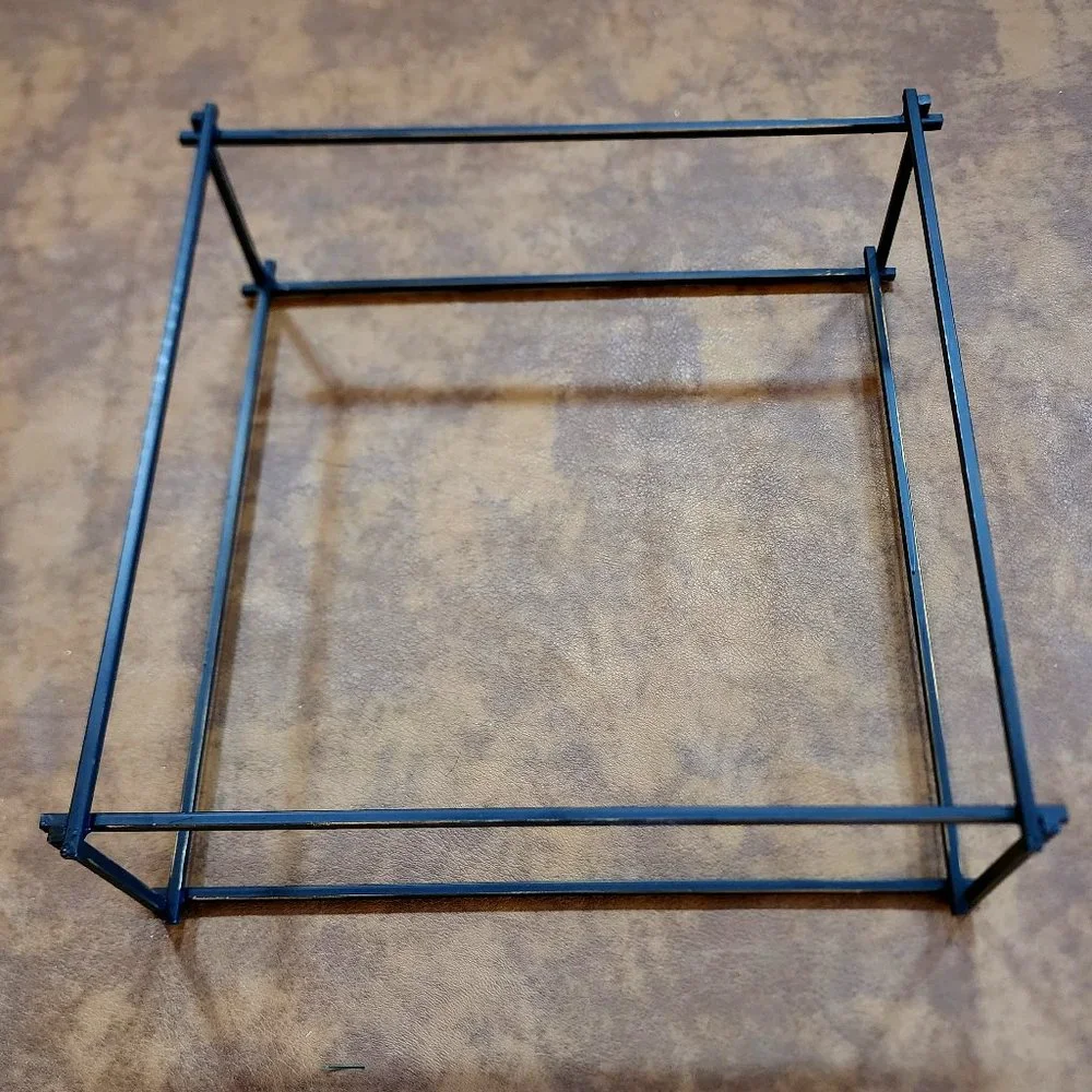 1998 NIB TWIG BOWL Center Piece Serving Handblown Glass Bowl Square Metal Frame